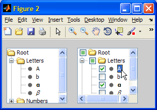 a regular MJTree (left) and a CheckBoxTree (right)