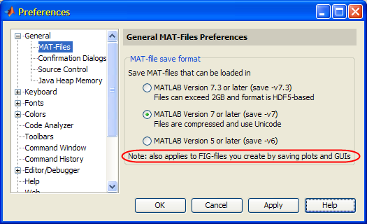 MAT-file preferences (note the FIG clarification)