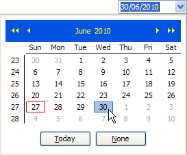 Date selection comb-box