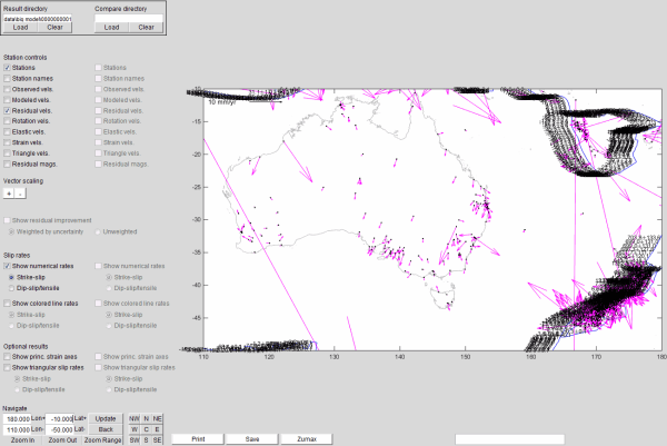 Crustal dynamics visualization GUI