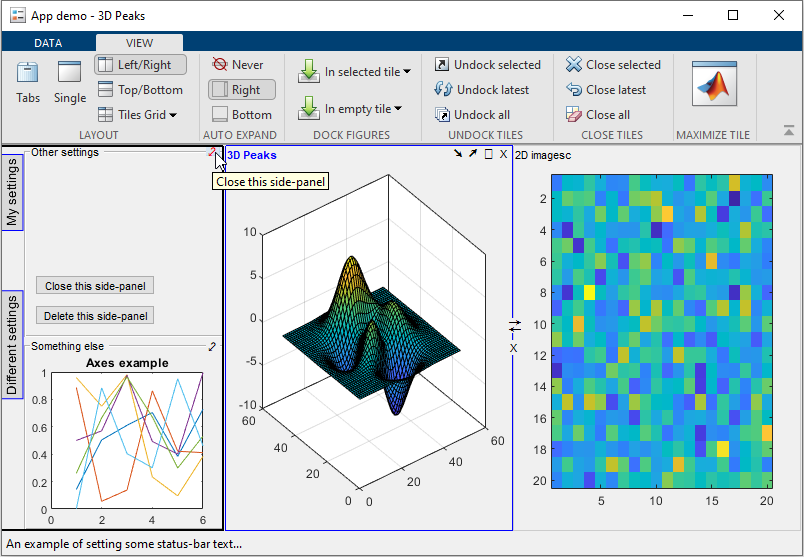 Advanced MATLAB GUI (toolstrip, dockable side-panels, window icon, status-bar etc.)