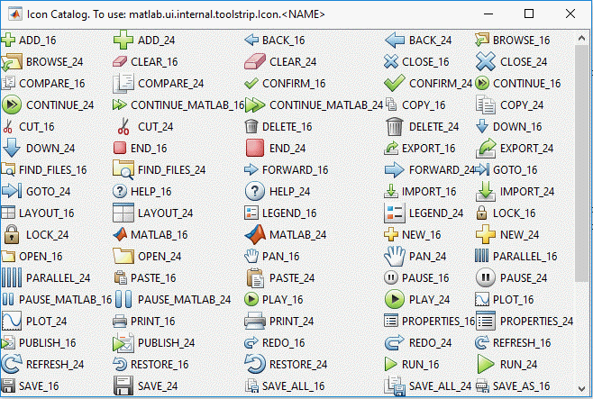 Standard toolstrip control Icons