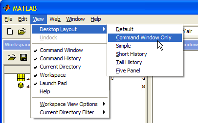 Desktop layout menu in Matlab 6