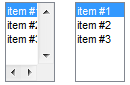 Standard (left) and smart (right) listbox scrollbars