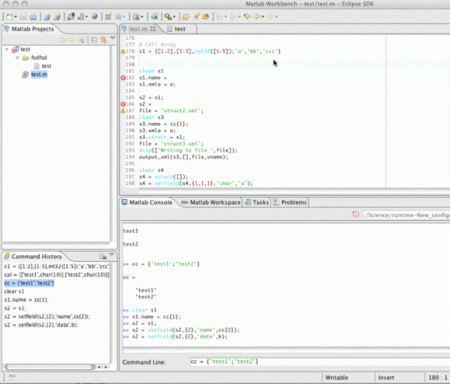 The matclipse workbench within Eclipse (click for details)