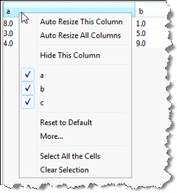 Custom header-row context-menu